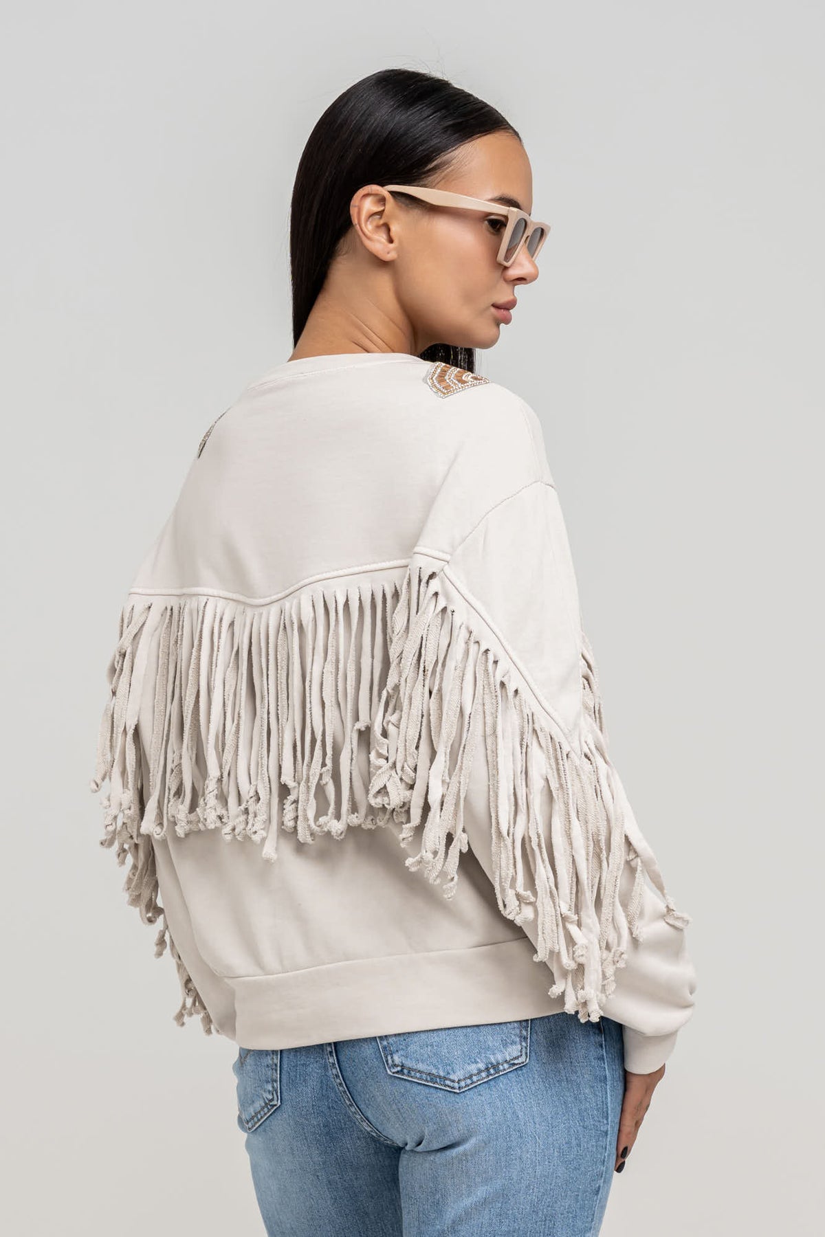 Maglia Frangia Beige
