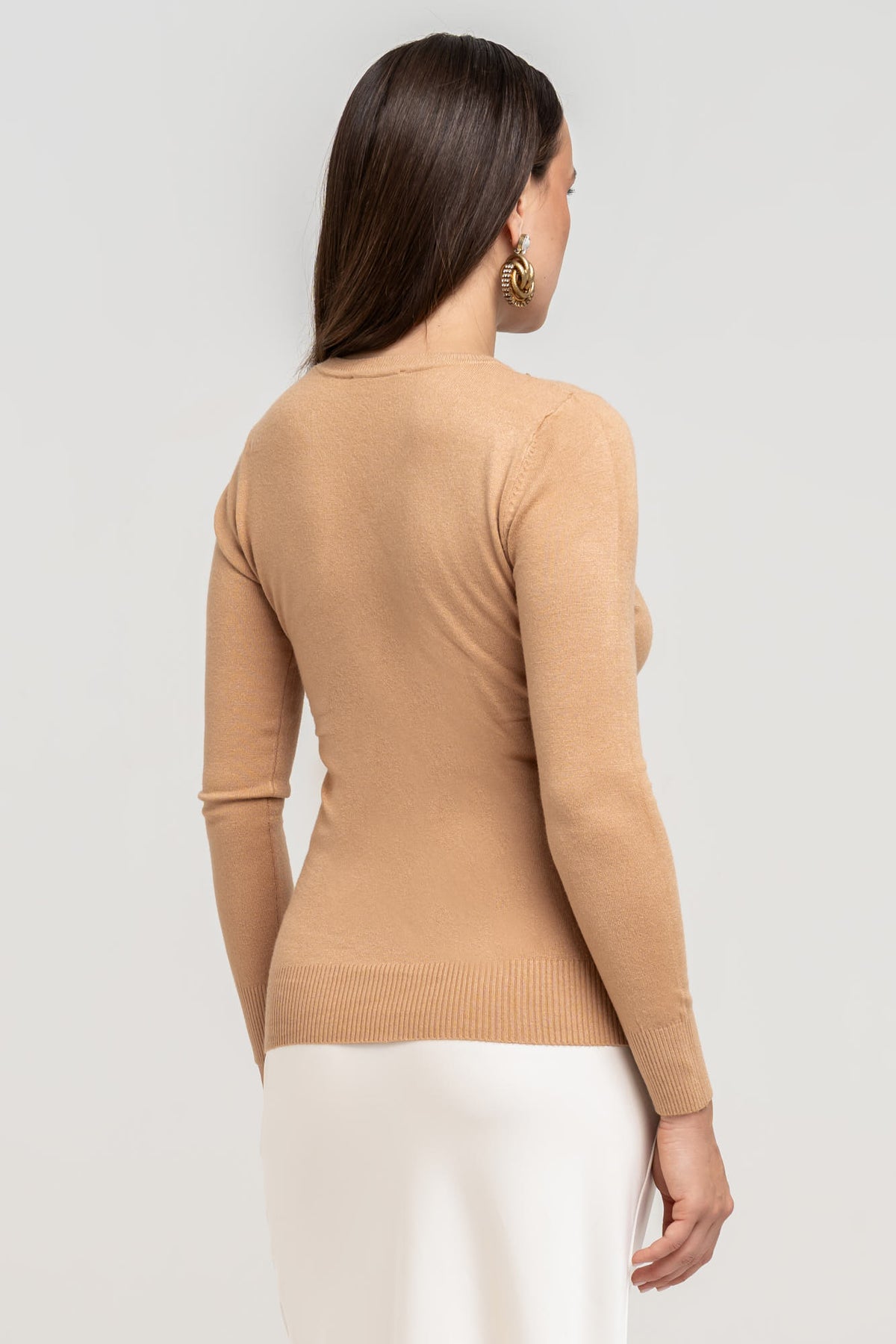 Maglia Giro Collo Sadie Cammello