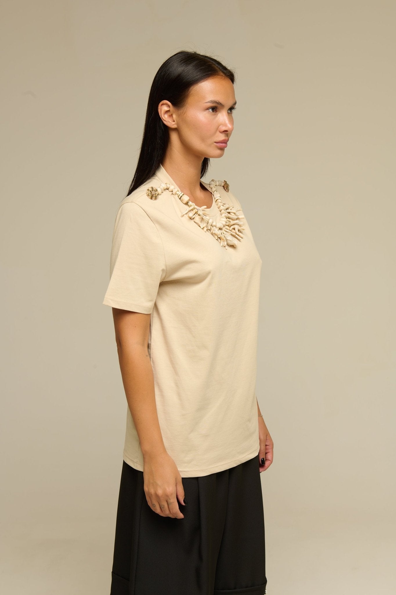 T-Shirt Beige Coral - 22 Spazio Boutique