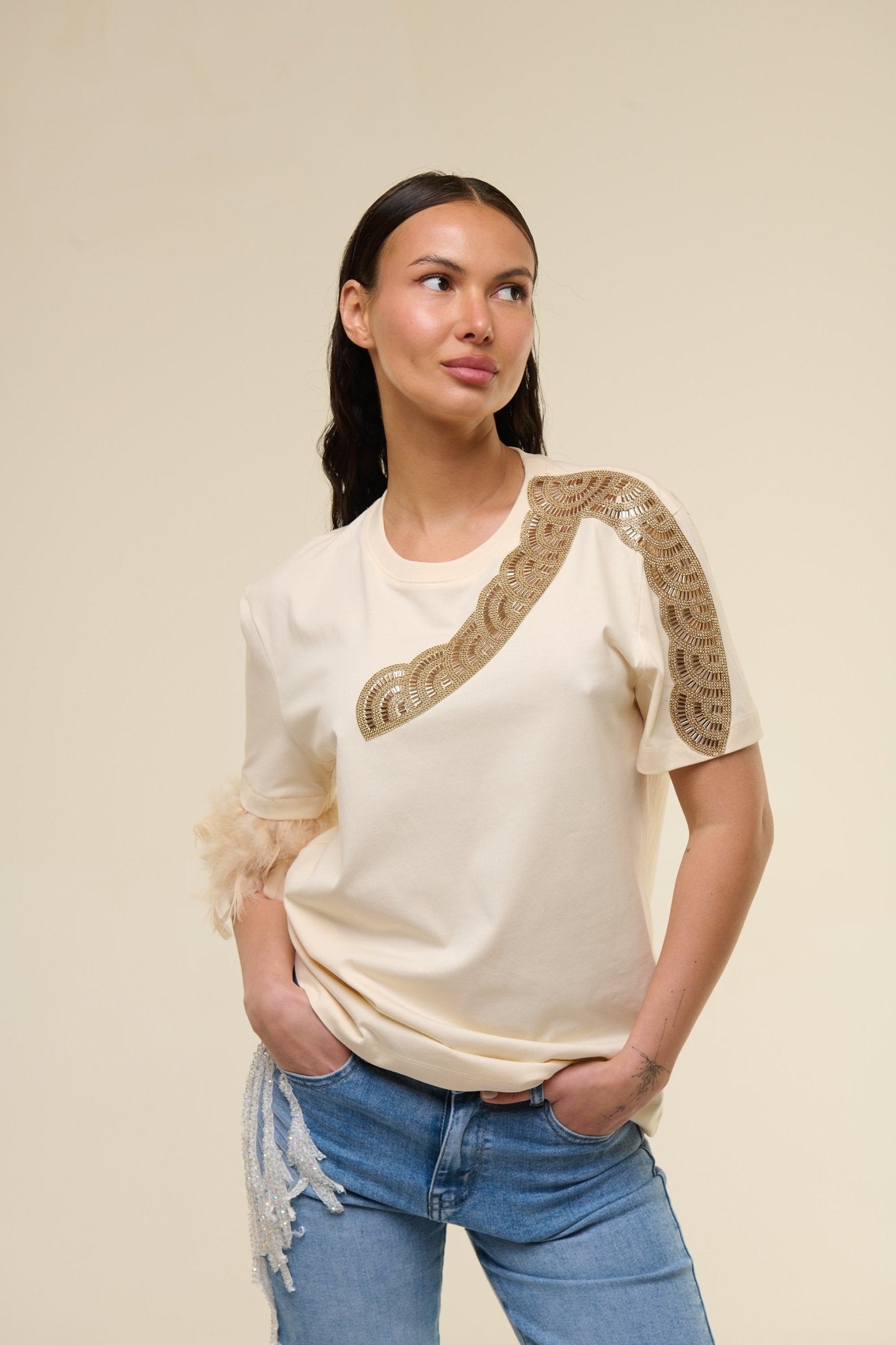 T-Shirt Beige Gioiello - 22 Spazio Boutique