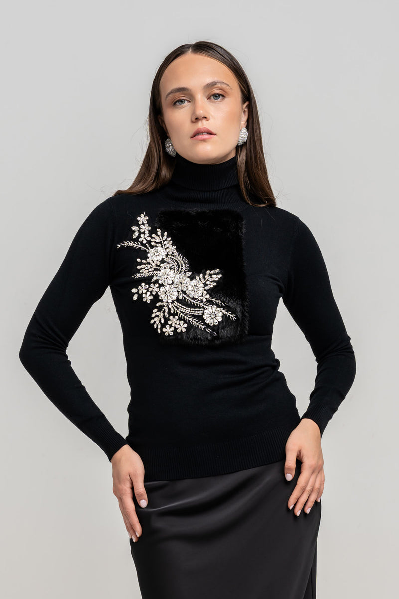 Maglia Collo Alto Georgie Nera - Spazio22