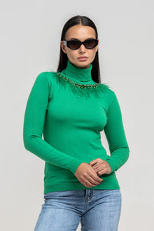 Maglia Collo Alto Leaf Verde