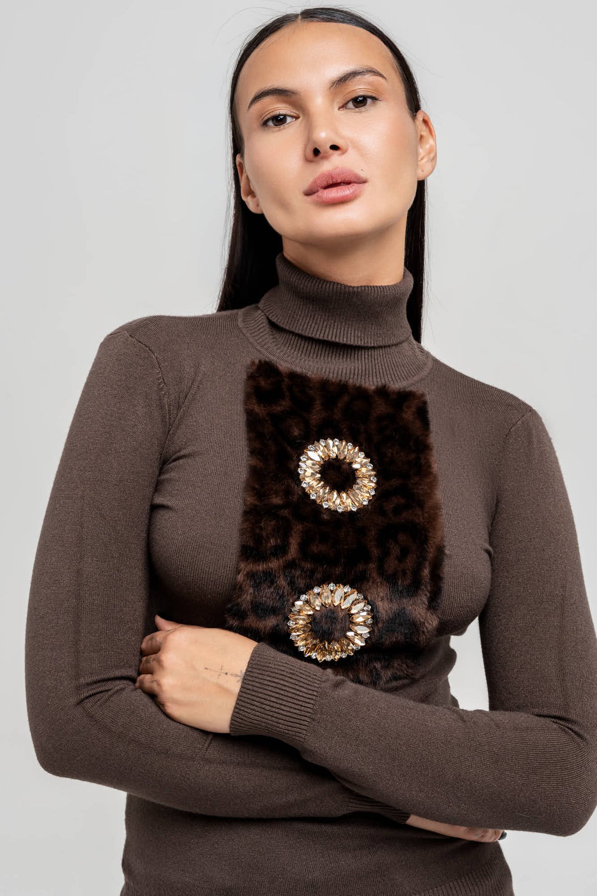 Maglia Collo Alto Evan Marrone