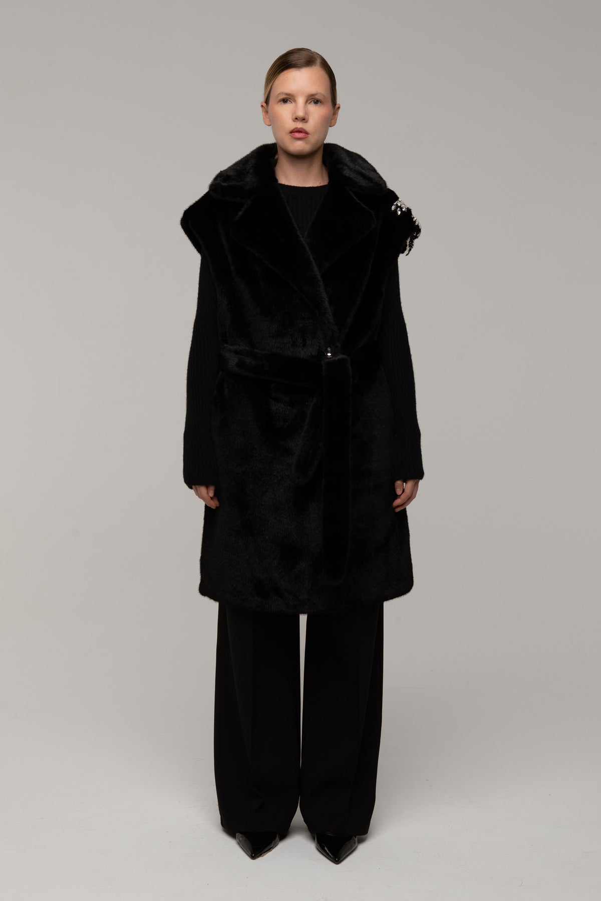 Cappotto Pelliccia Livia Nera - spazio ventidue