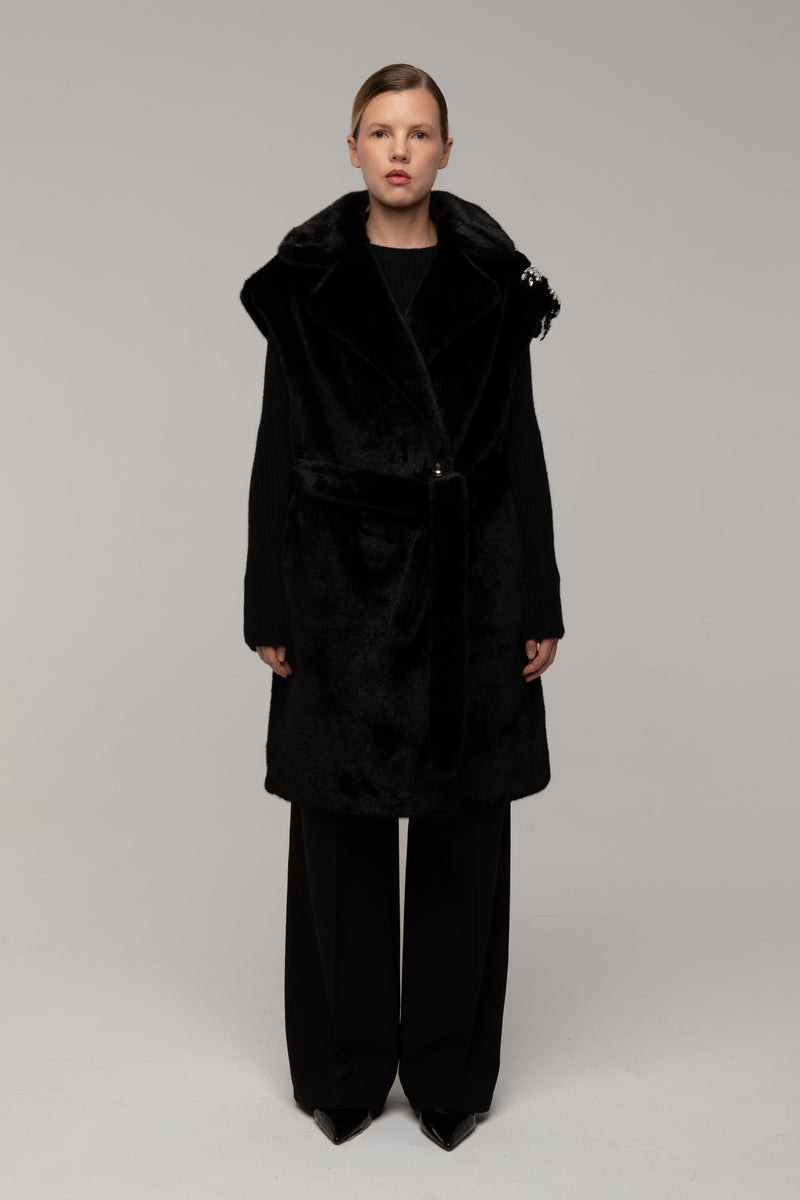 Cappotto Pelliccia Livia Nera - spazio ventidue