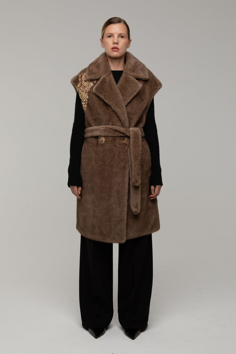 Cappotto Pelliccia Lucy Marrone - spazio ventidue