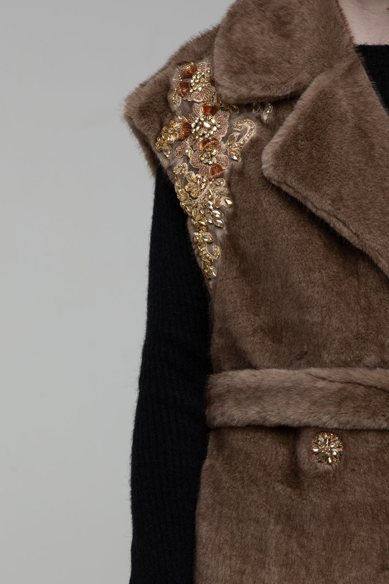 Cappotto Pelliccia Lucy Marrone - spazio ventidue
