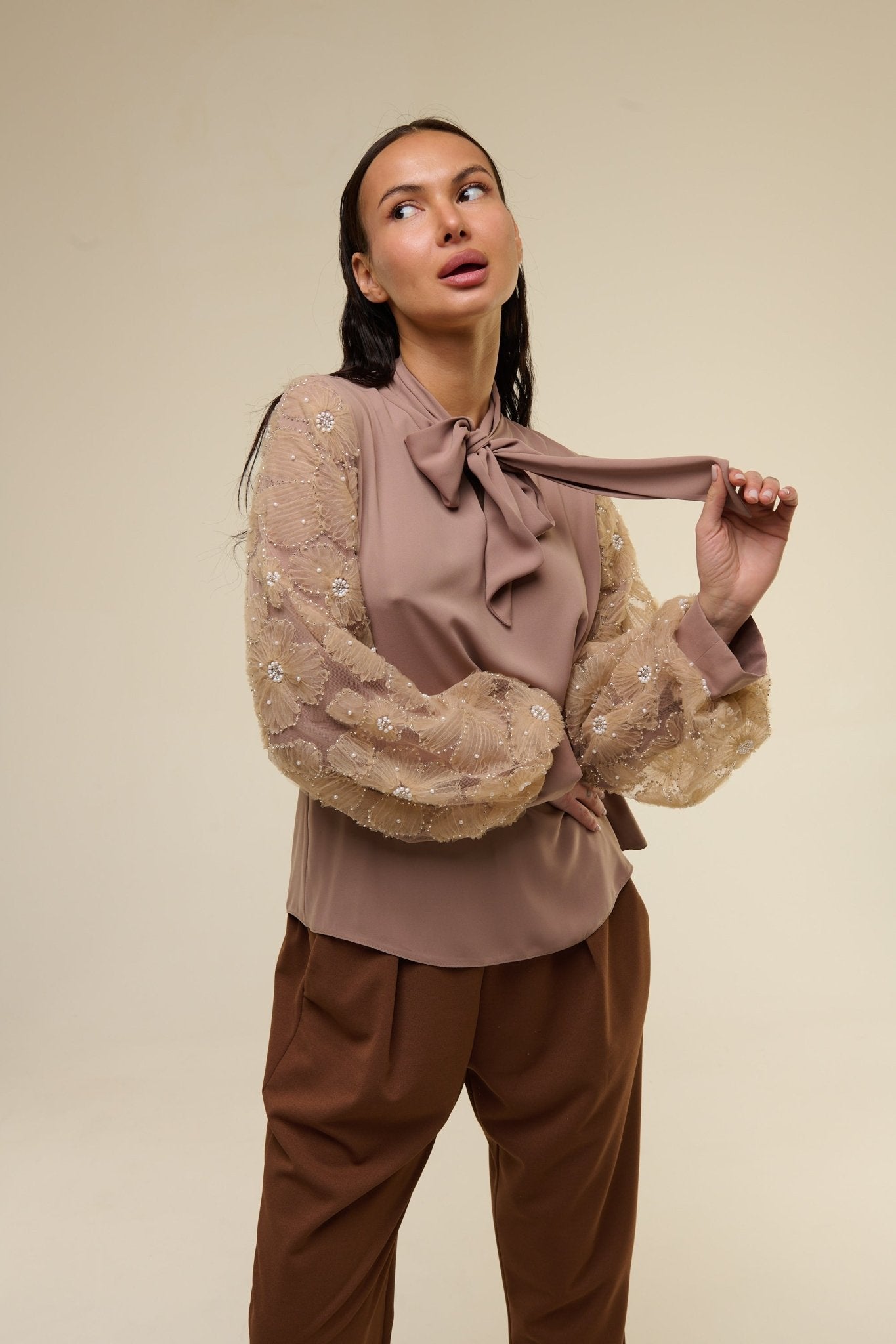 Camicia Brown Flower - 22 Spazio Boutique