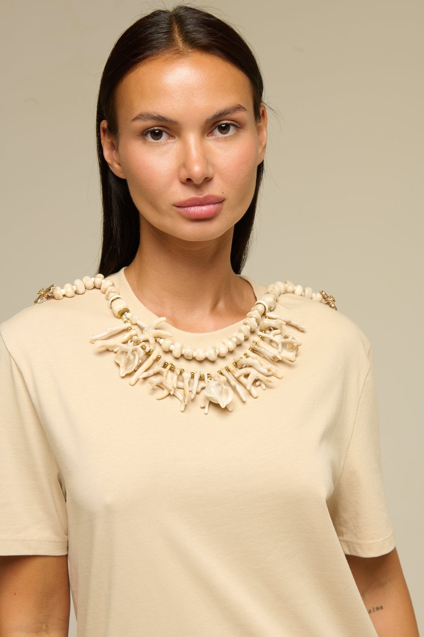 T-Shirt Beige Coral - 22 Spazio Boutique