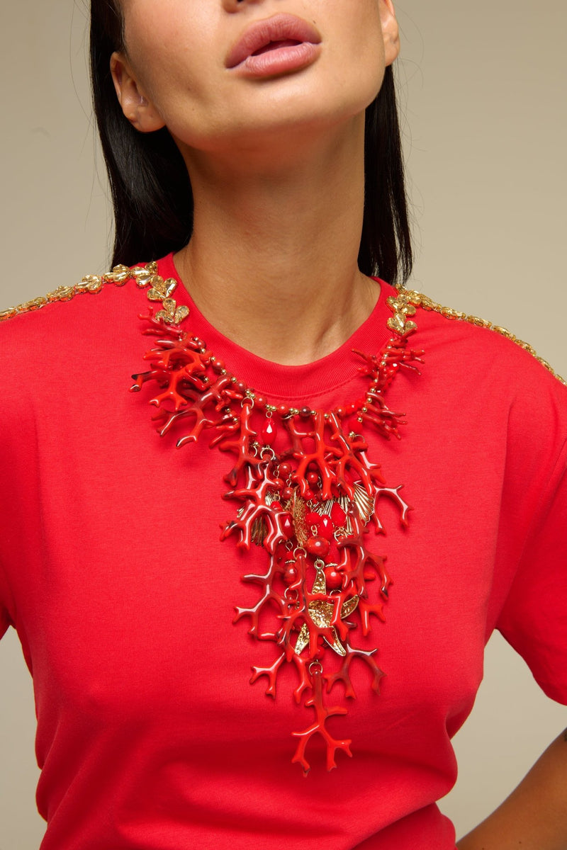 T-Shirt Rossa Coral - 22 Spazio Boutique