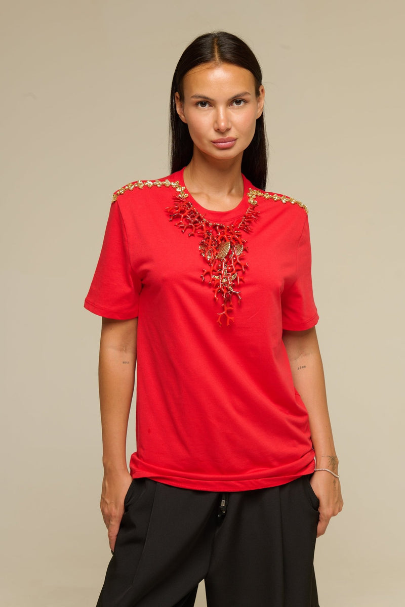 T-Shirt Rossa Coral - 22 Spazio Boutique