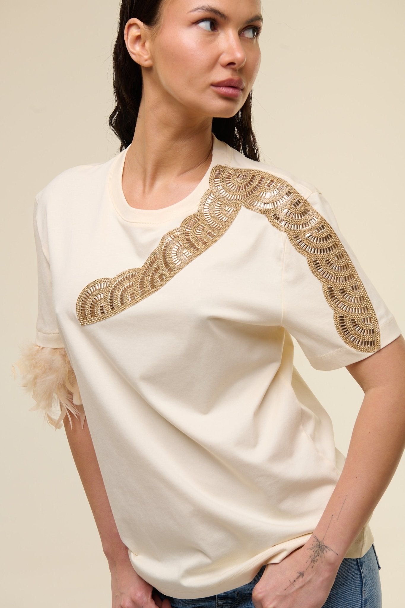 T-Shirt Beige Gioiello - 22 Spazio Boutique