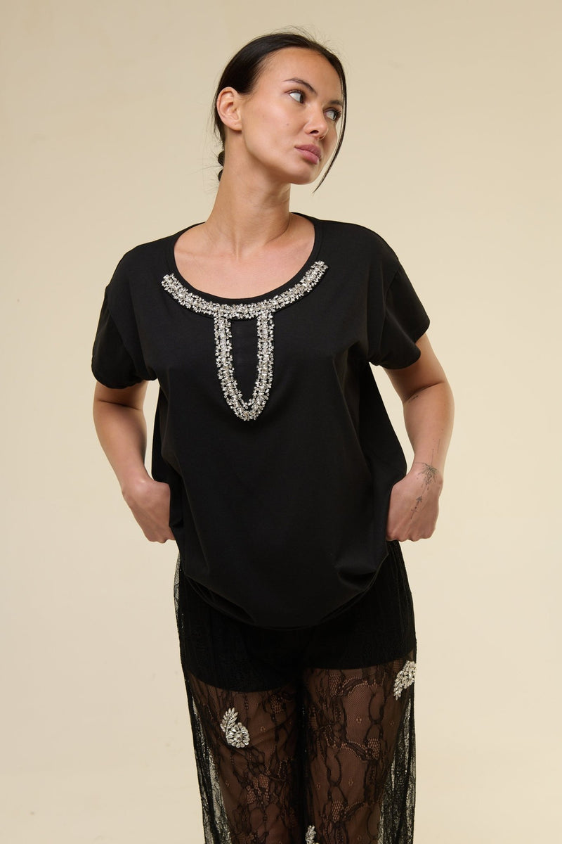 T-Shirt Nera Emyly - 22 Spazio Boutique