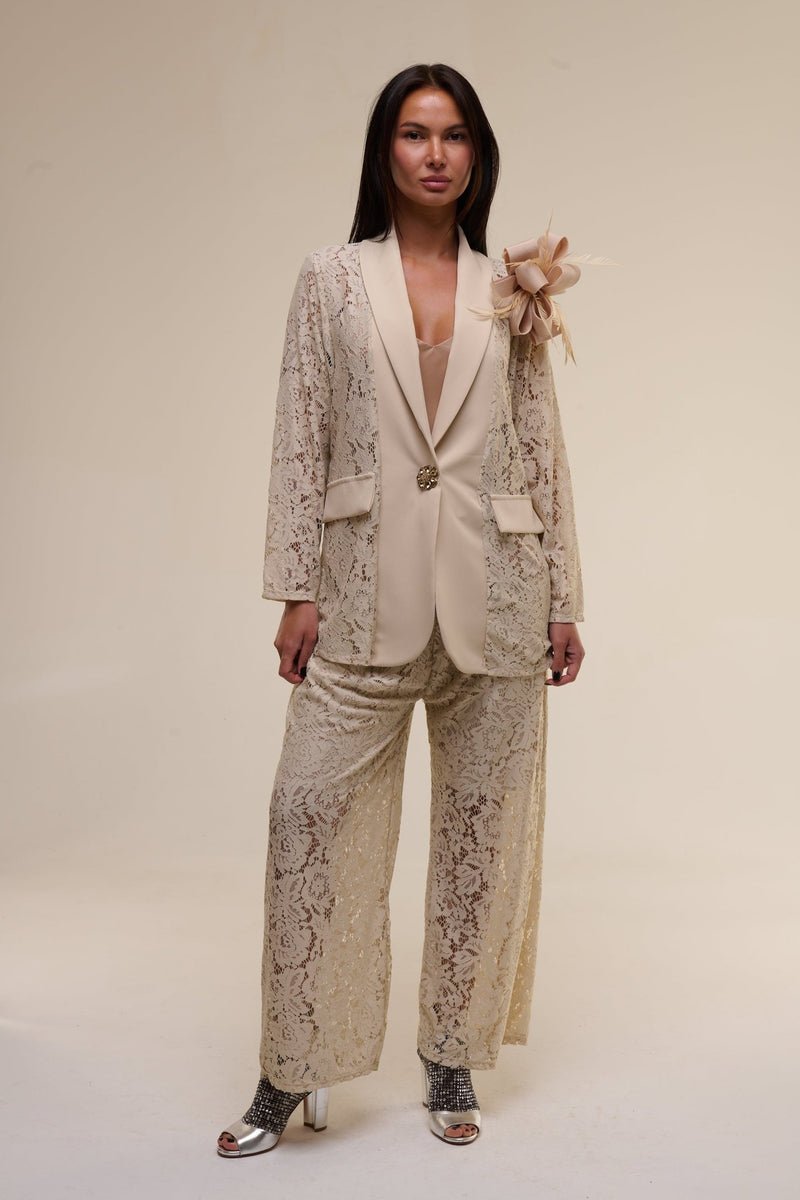 Tailleur Pizzo Flora Beige - 22 Spazio Boutique