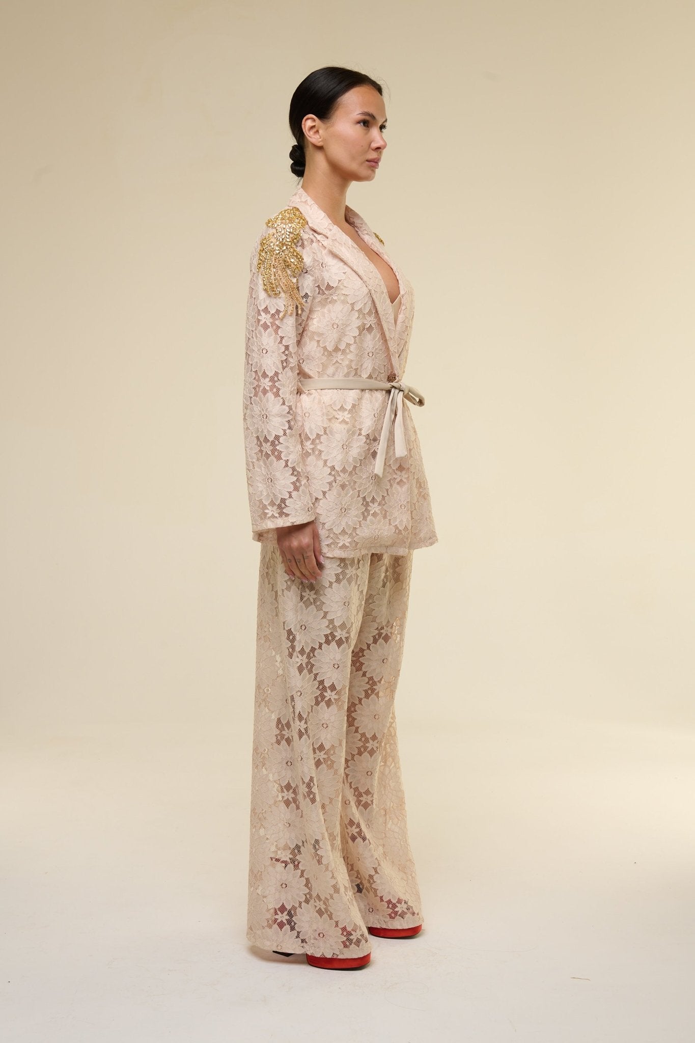 Tailleur Pizzo Gaya Beige - 22 Spazio Boutique