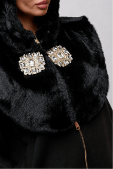 Completo Lux Nero con Cappuccio Gioiello e Dettaglio in Pizzo - spazio ventidue